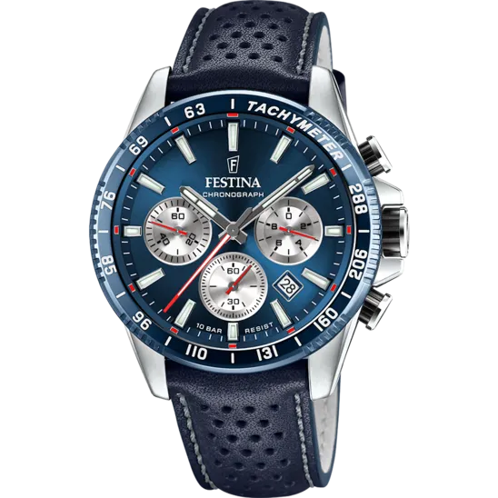 Festina Timeless Chronograph Leather Chronograph Mens Watch I Model F20561/2 Quartz Movement