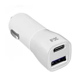 FX Factory 20W USB-A PD20W   USB-A QC3.0 Dual USB Car Charger - Space Grey | 097232