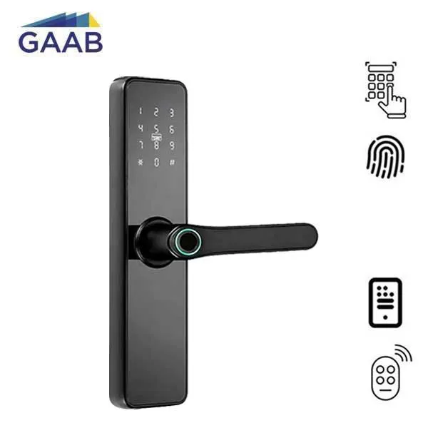 GAAB - R750-04 - Electronic Keyless Smart Door Mortise Lock - Bluetooth / Wi-Fi / Fingerprint - App Management - Black - Entrance - Euro Style