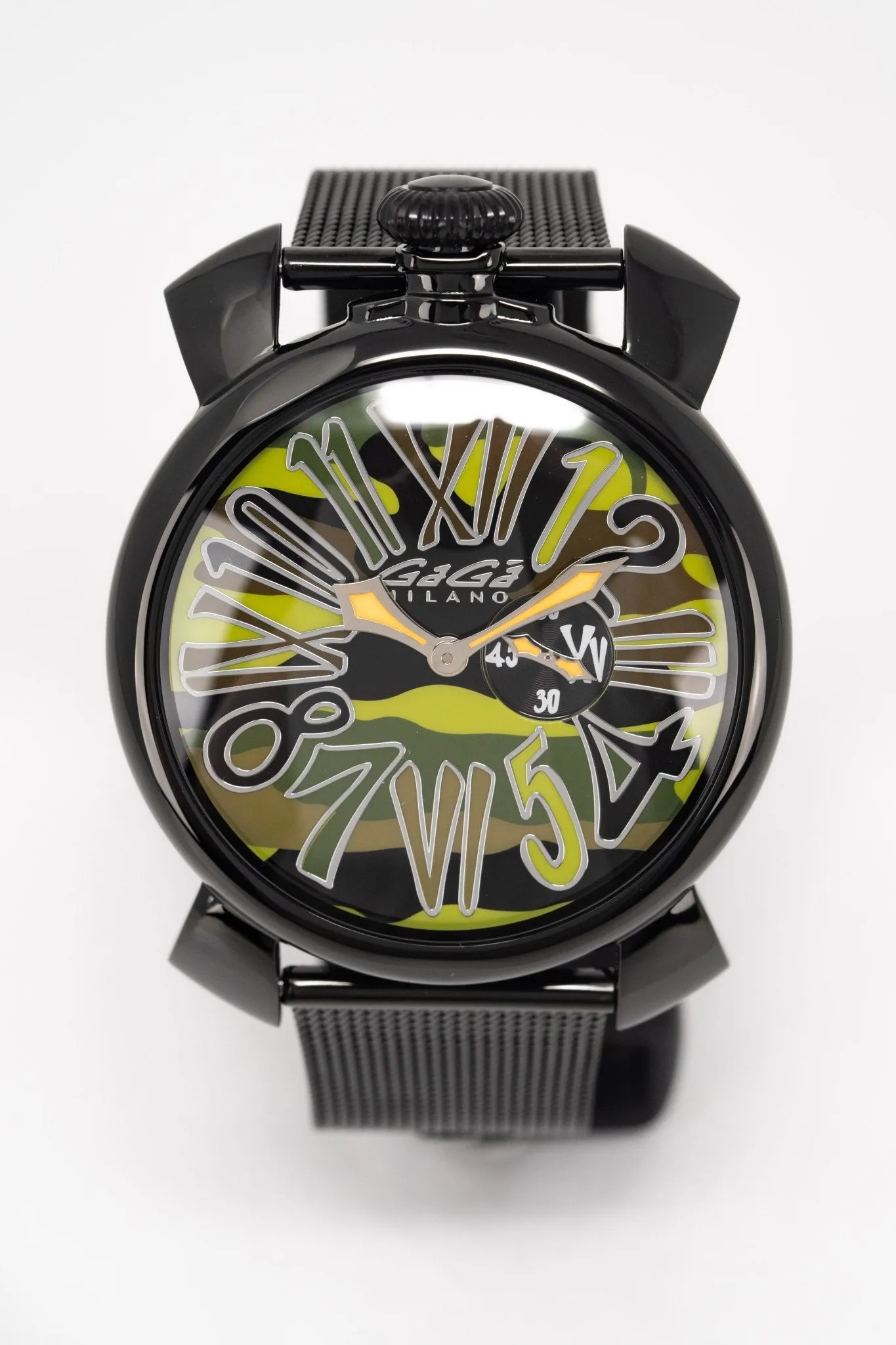 Gaga Milano Watch Slim 46 Black PVD Green Camo 5082.03