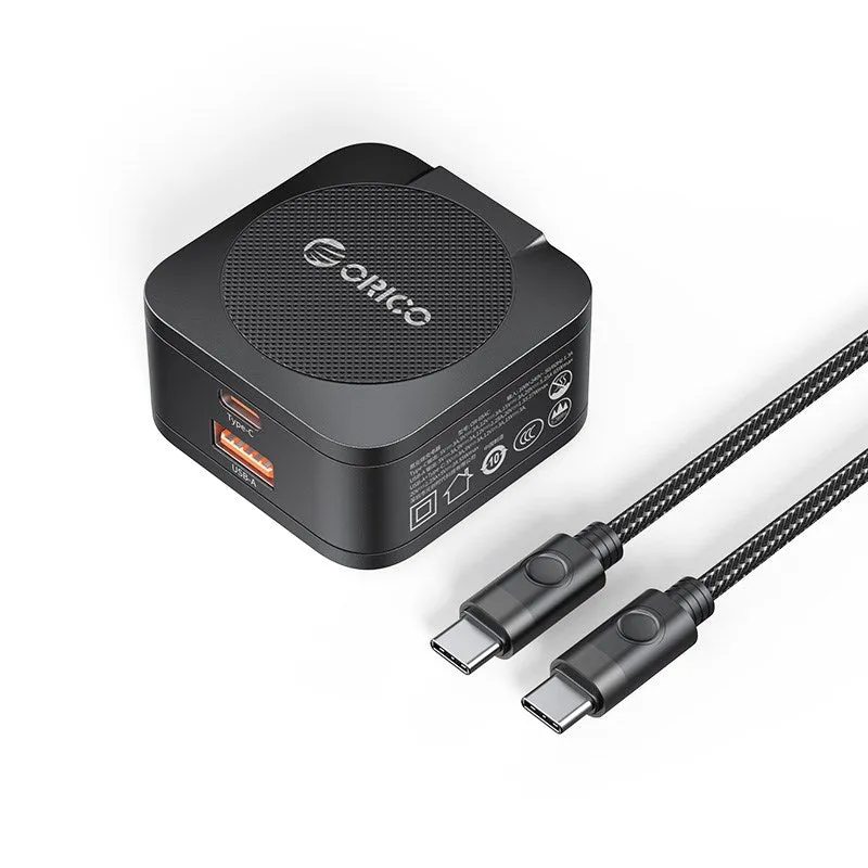 Gan Network Charger - Orico Or-65Ac-Eu-Bk-Ep | 65W, Usb-A, Usb-C