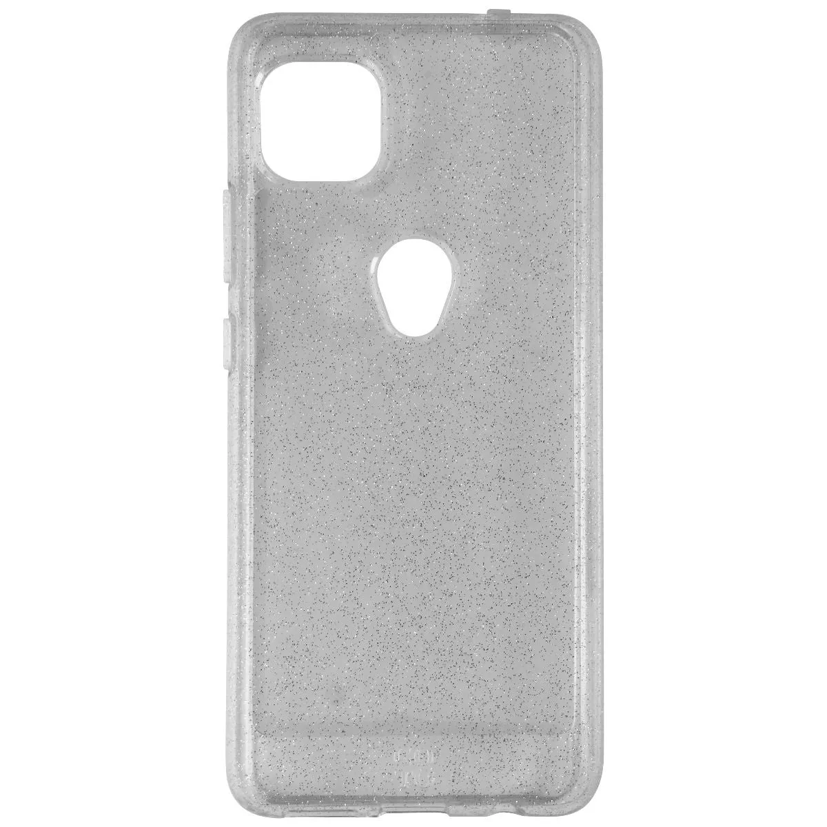 GoTo Flexible Gel Case for Motorola One 5G ACE Smartphone - Clear/Silver Glitter