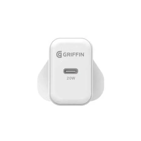 Griffin 20W Powerblock USB C PD Mains Charger with UK/EU Clips White