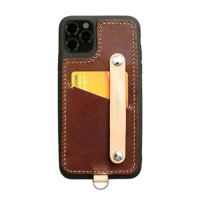 Handmade Red Leather iPhone 11 Case with Card Holder CONTRAST COLOR iPhone 11 Leather Case