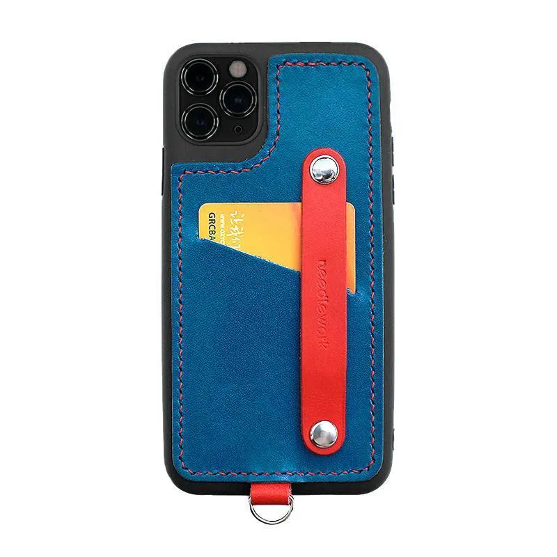 Handmade Red Leather iPhone 11 Case with Card Holder CONTRAST COLOR iPhone 11 Leather Case