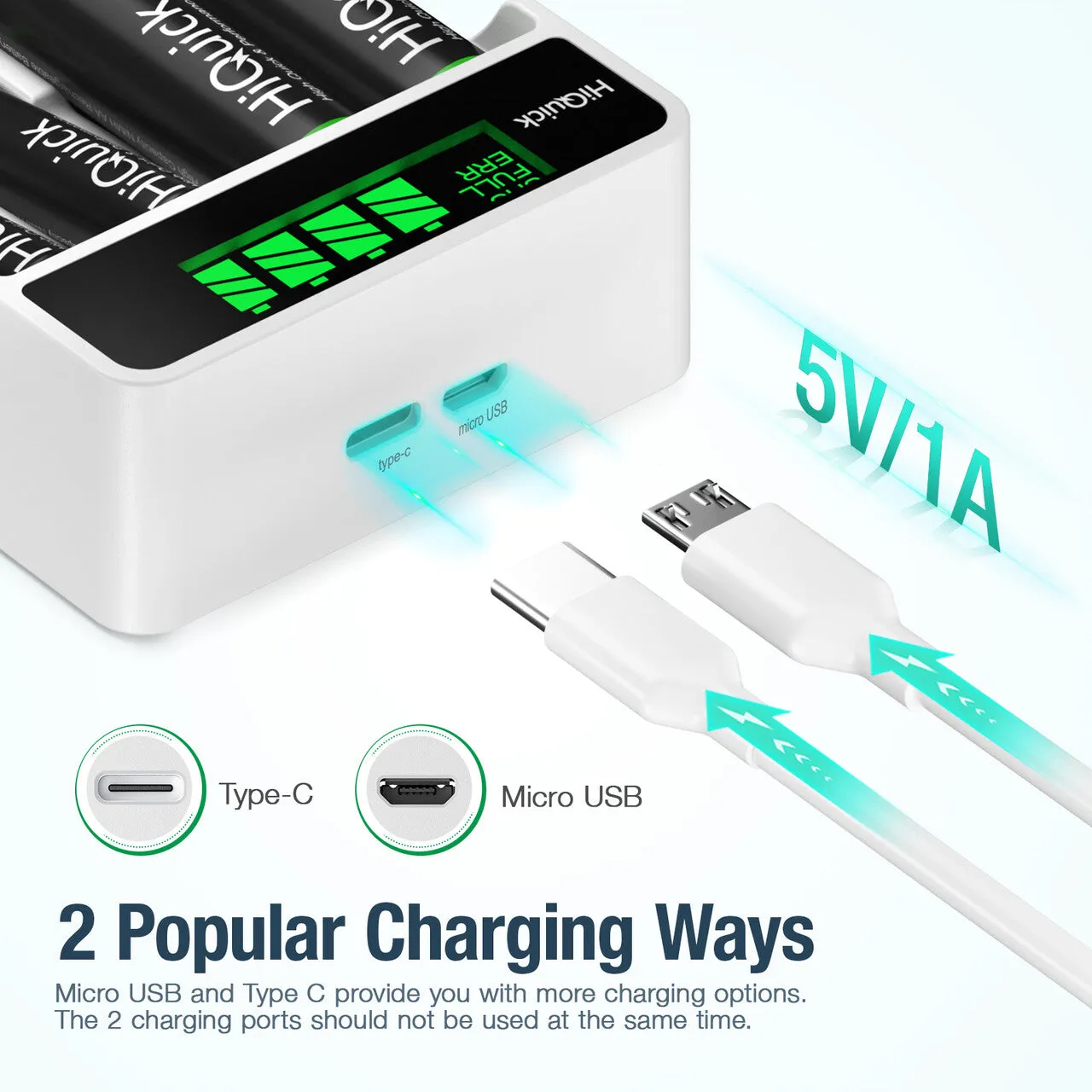 HiQuick 4-slot LCD Battery Charger for AA & AAA Rechargeable Batteries