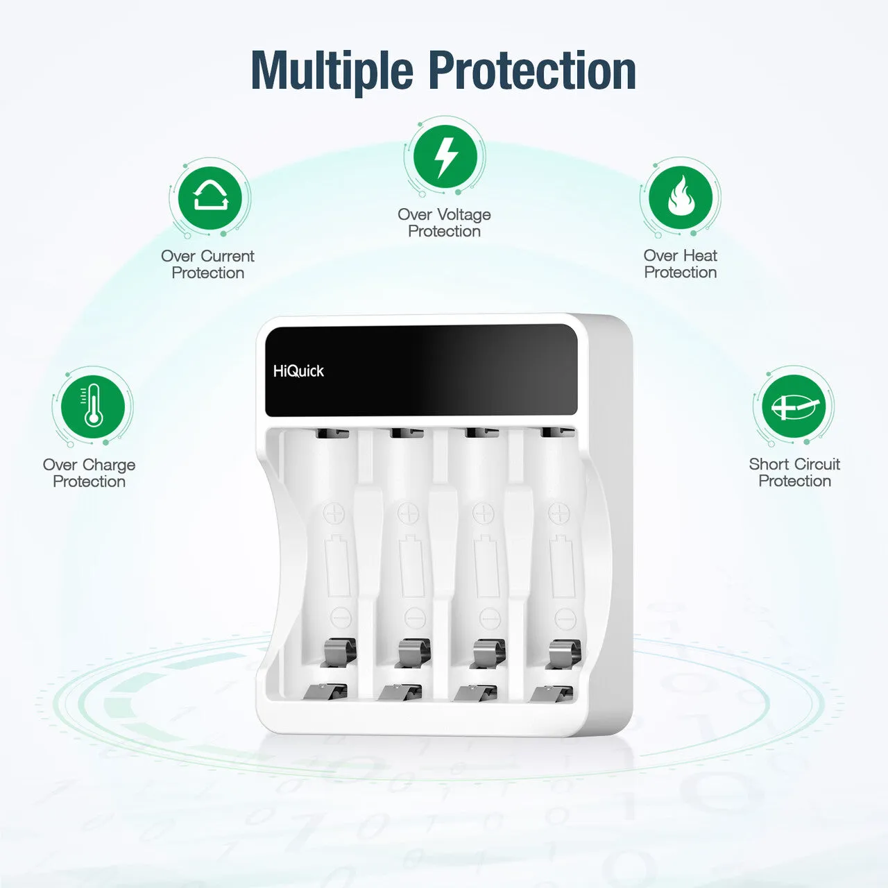 HiQuick 4-slot LCD Battery Charger for AA & AAA Rechargeable Batteries