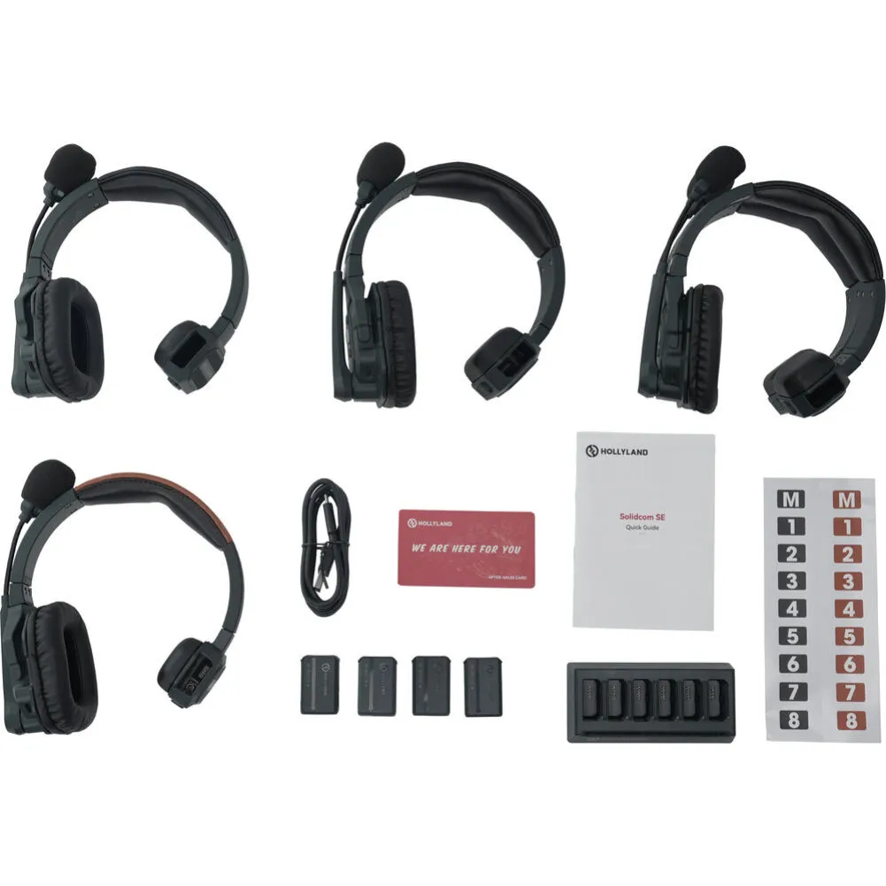 Hollyland Solidcom SE Global 4S 4-Person Full-Duplex Single-Ear Noise-Canceling Headset Intercom System