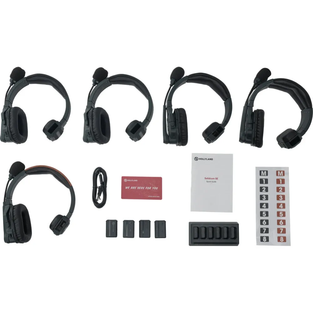 Hollyland Solidcom SE Global 5S 5-Person Full-Duplex Single-Ear Noise-Canceling Headset Intercom System