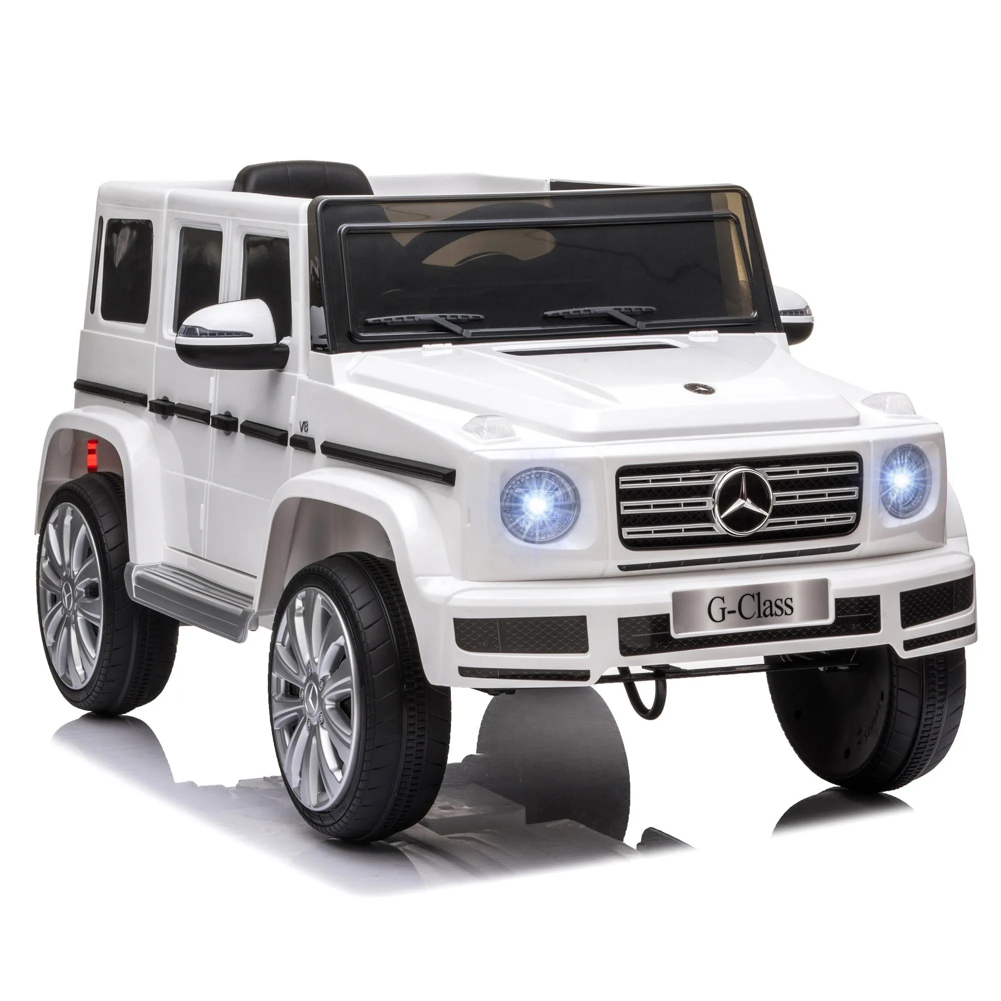 Homcom Compatible 12V Battery-powered 2 Motors Kids Electric Ride On Car Mercedes Benz G500 Toy with Parental Remote Control Music Lights MP3 Suspension Wheels for 3-8 Years Old White