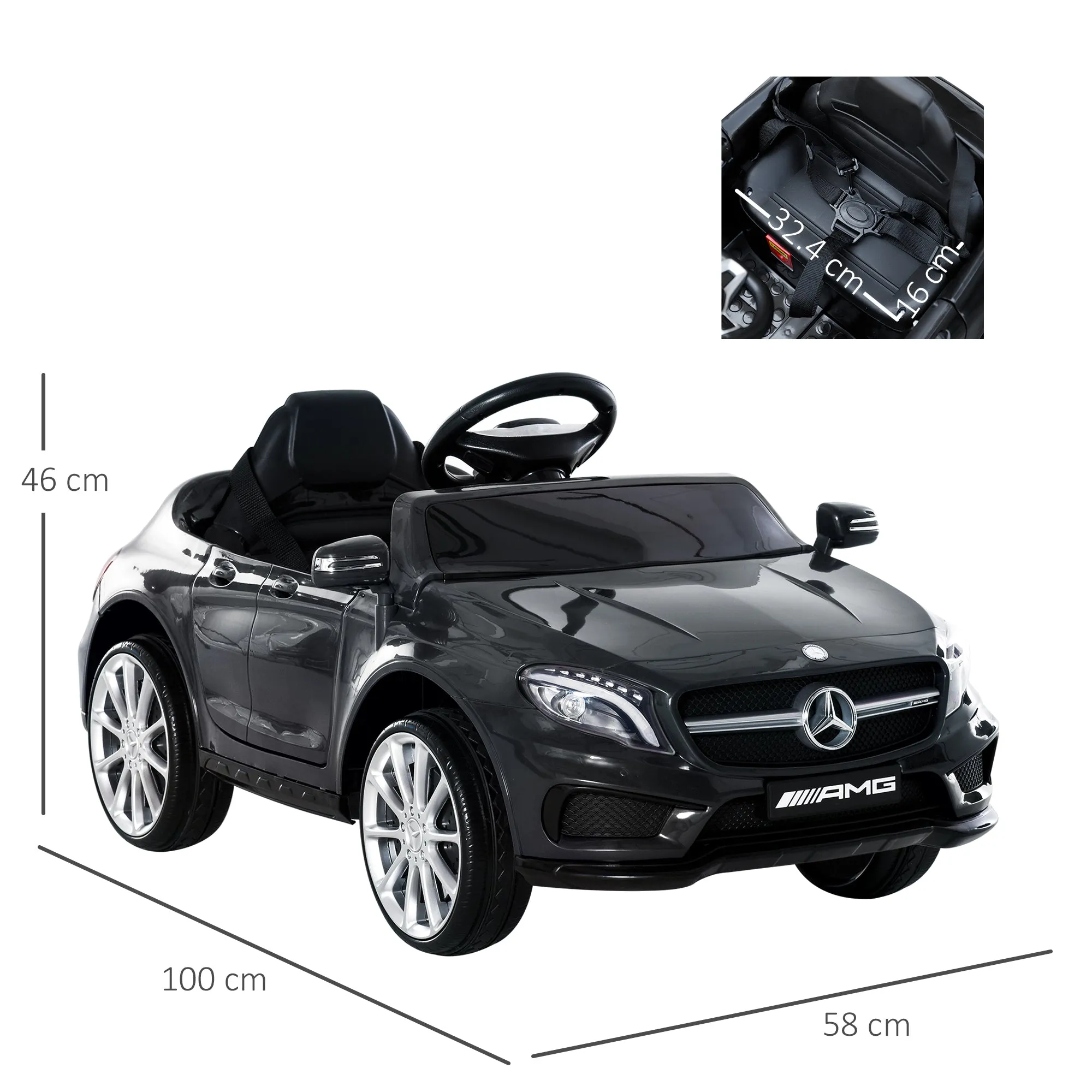 Homcom Kids Ride-On Car 6V Licensed Mercedes Benz-Black