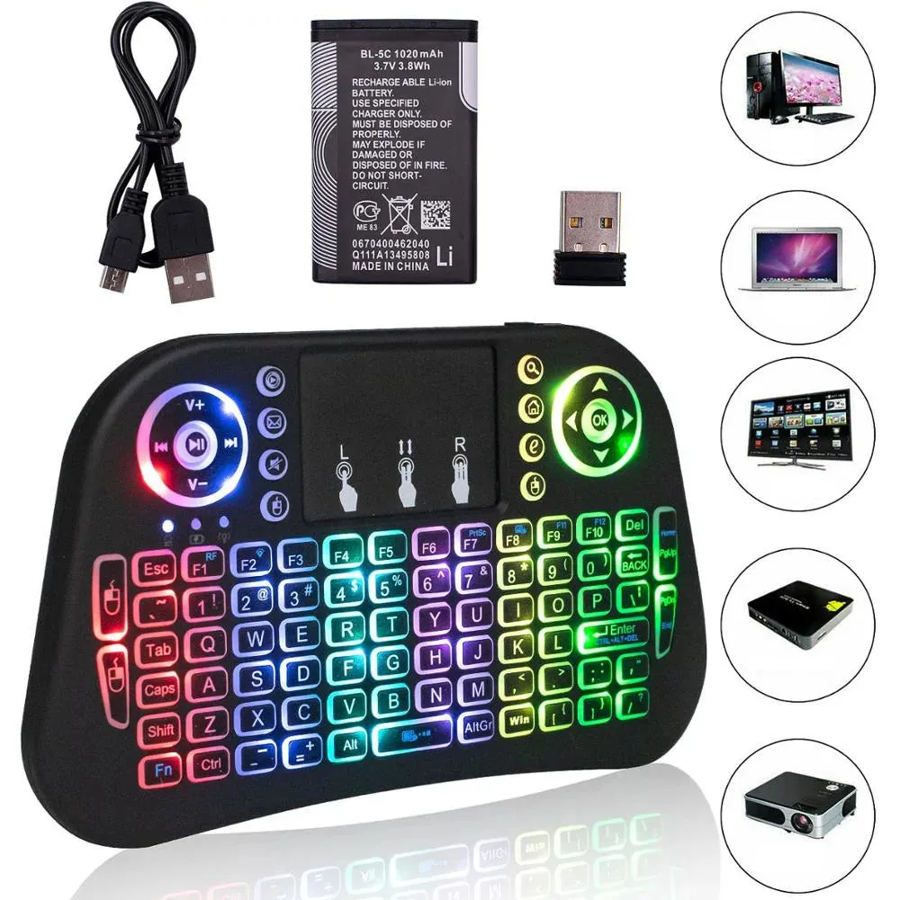 I10 Mini Wireless  Bluetooth Touchpad 7 Color Backlit Light 2.4ghz