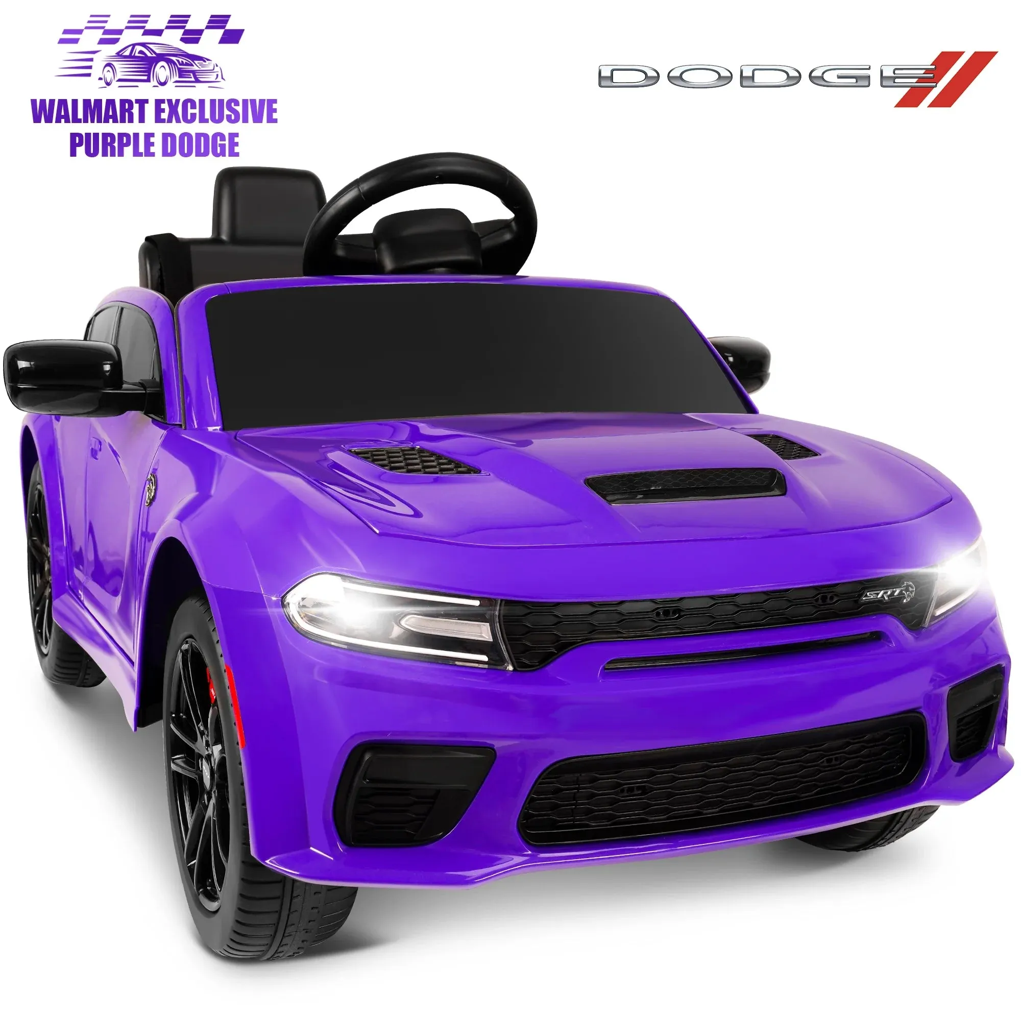 iRerts 12V Dodge Electric SRT Powered Ride On Car, Purple