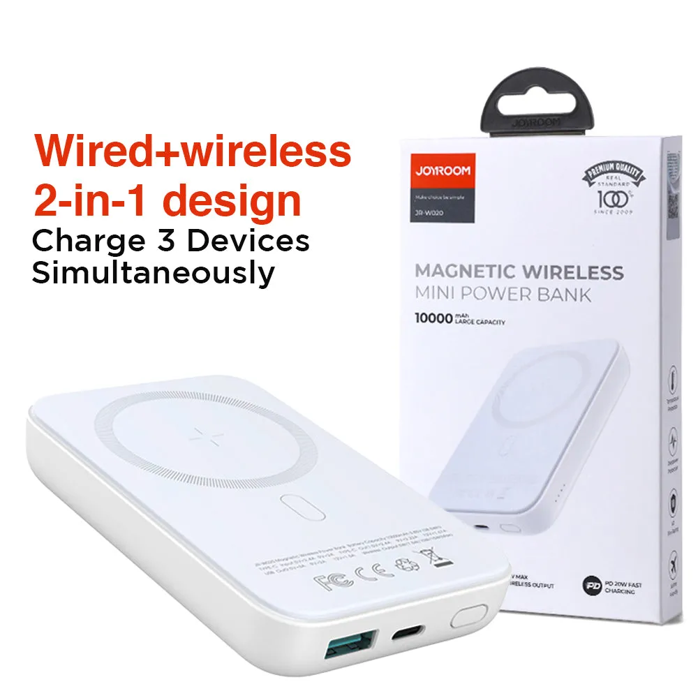 Joyroom Jr-W020 Magnetic Wired   Wireless 2-In-1 Design Wireless Power Bank 10000mah