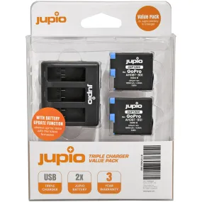 Jupio Kit: 2 x GoPro Hero 8 1260mAh Batteries   USB Triple Charger