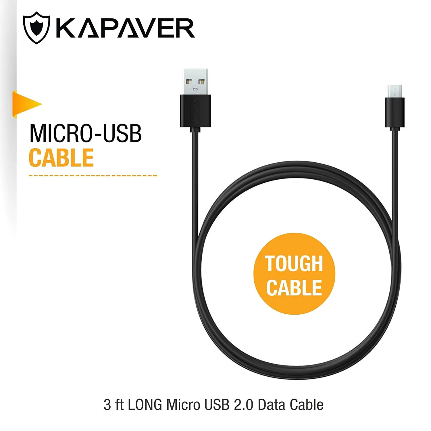 KAPAVER Micro USB Cable For Charging & Sync Data to Android SmartPhones 1 meter