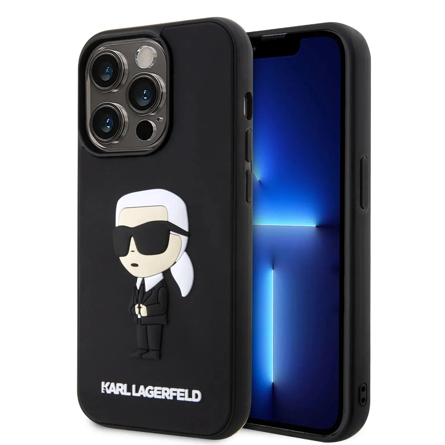 Karl Lagerfeld 3D Rubber Black Hard Case iphone 15 pro