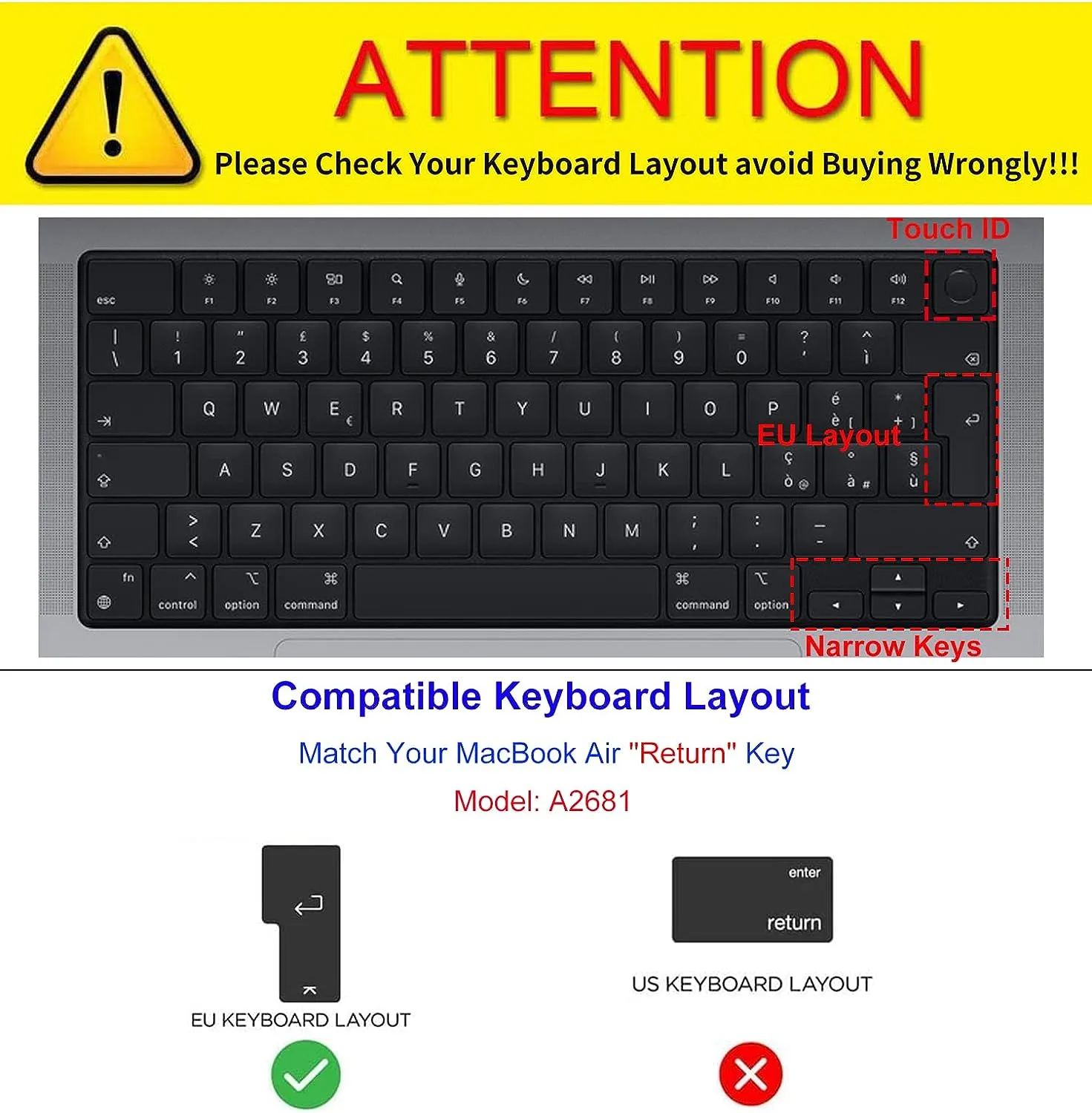 Keyboard Protector for MacBook Air 15", M3 (2024)/ M2 (2023-2022) - EU Layout