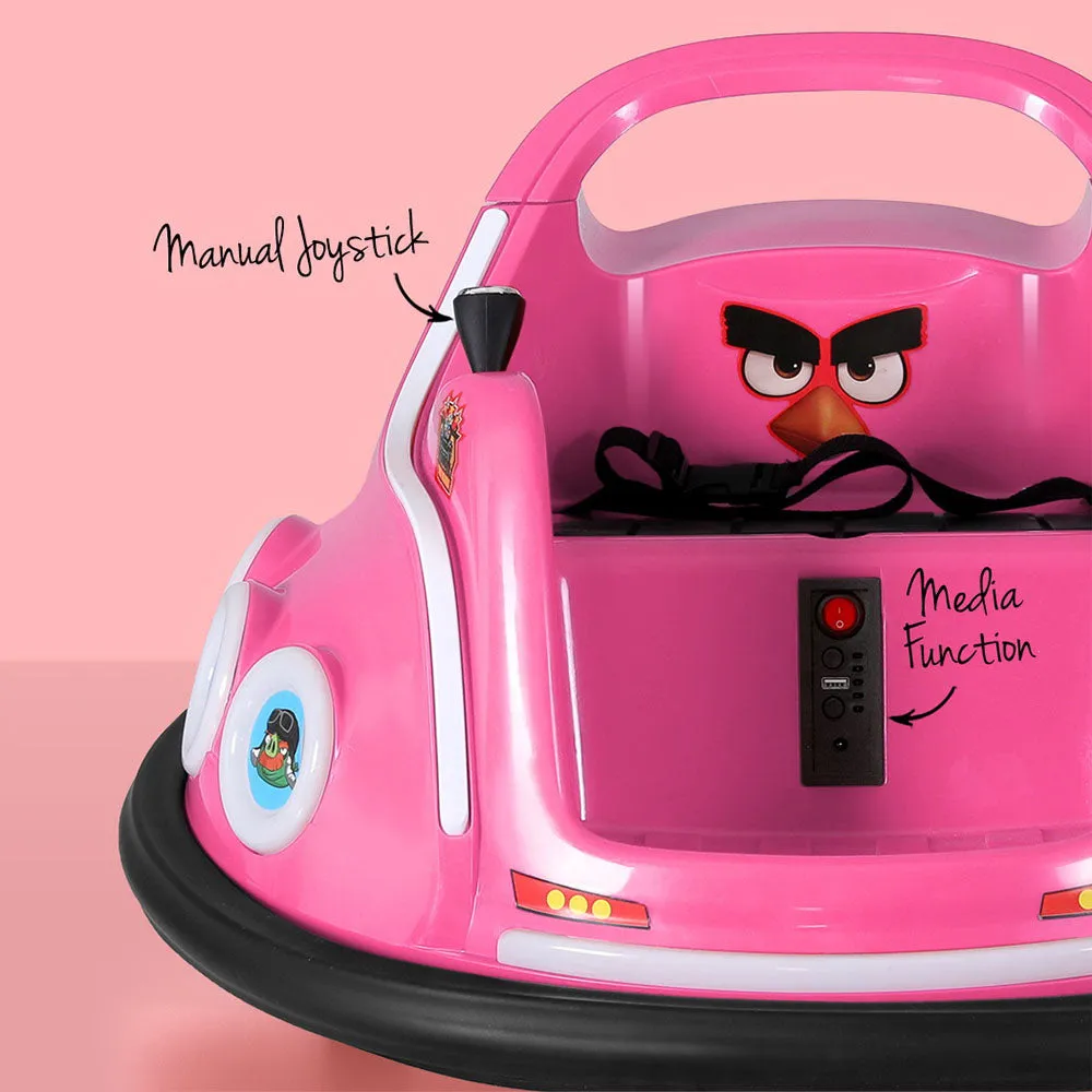 Kids Ride On Car Bumper Electric Toys Cars Light Remote Angry Birds Sticker - Pink