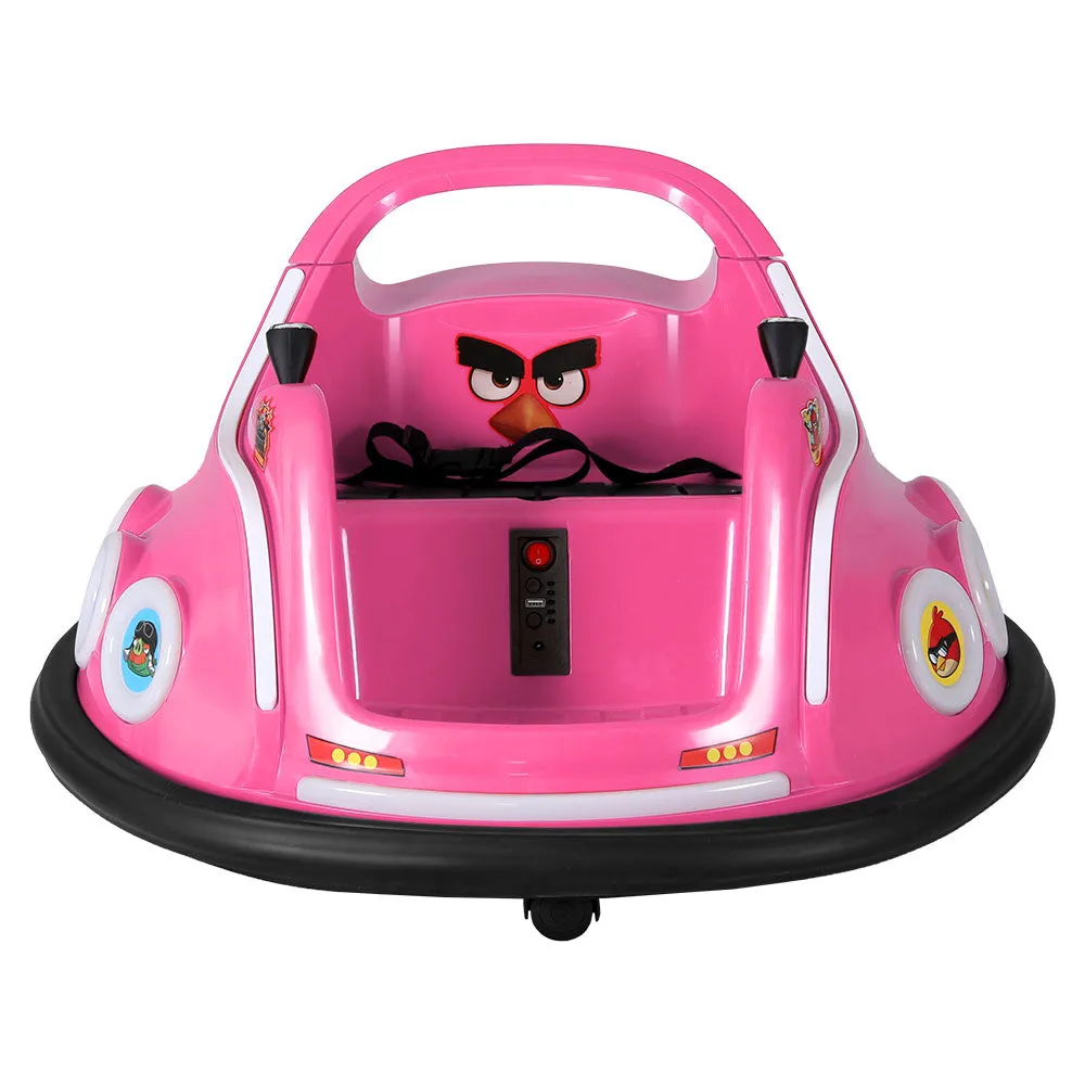 Kids Ride On Car Bumper Electric Toys Cars Light Remote Angry Birds Sticker - Pink