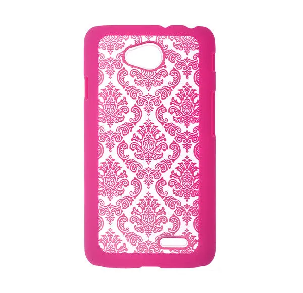 L70 | Optimus L70 | MS323 | D325 Case, Ultra Slim Damask Vintage Case Cover - Hot Pink