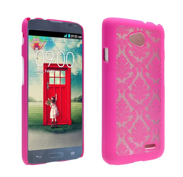 L70 | Optimus L70 | MS323 | D325 Case, Ultra Slim Damask Vintage Case Cover - Hot Pink