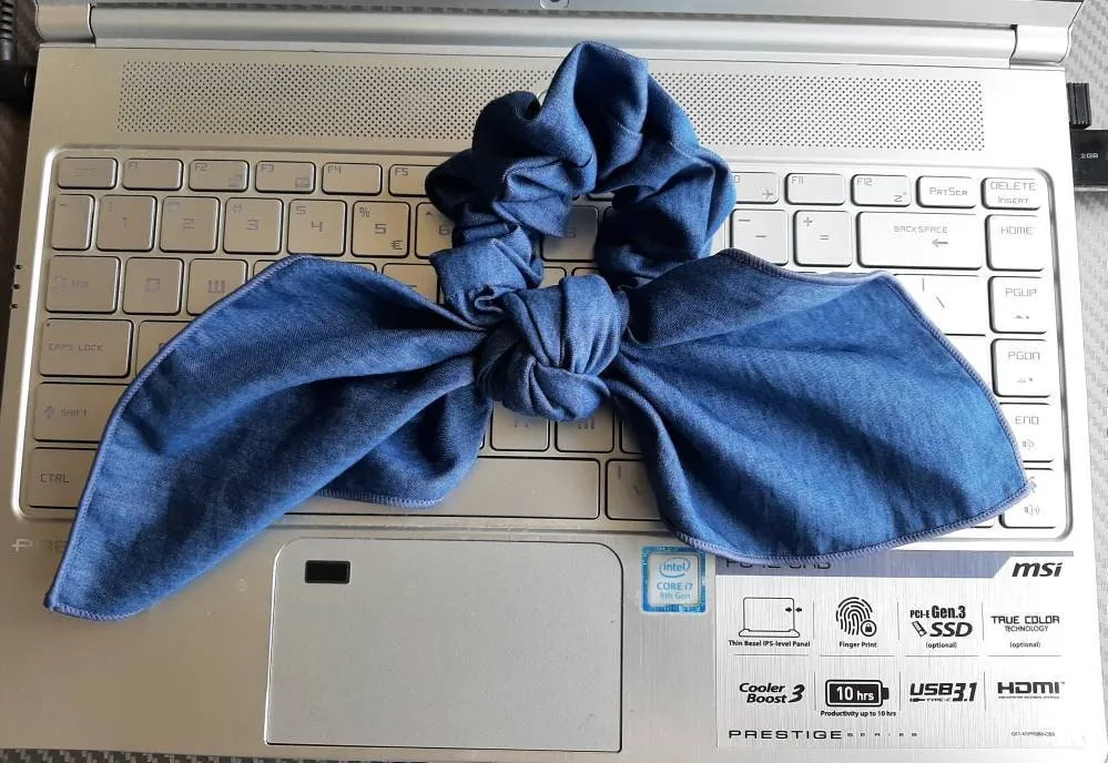 large denim bow knot scrunchies