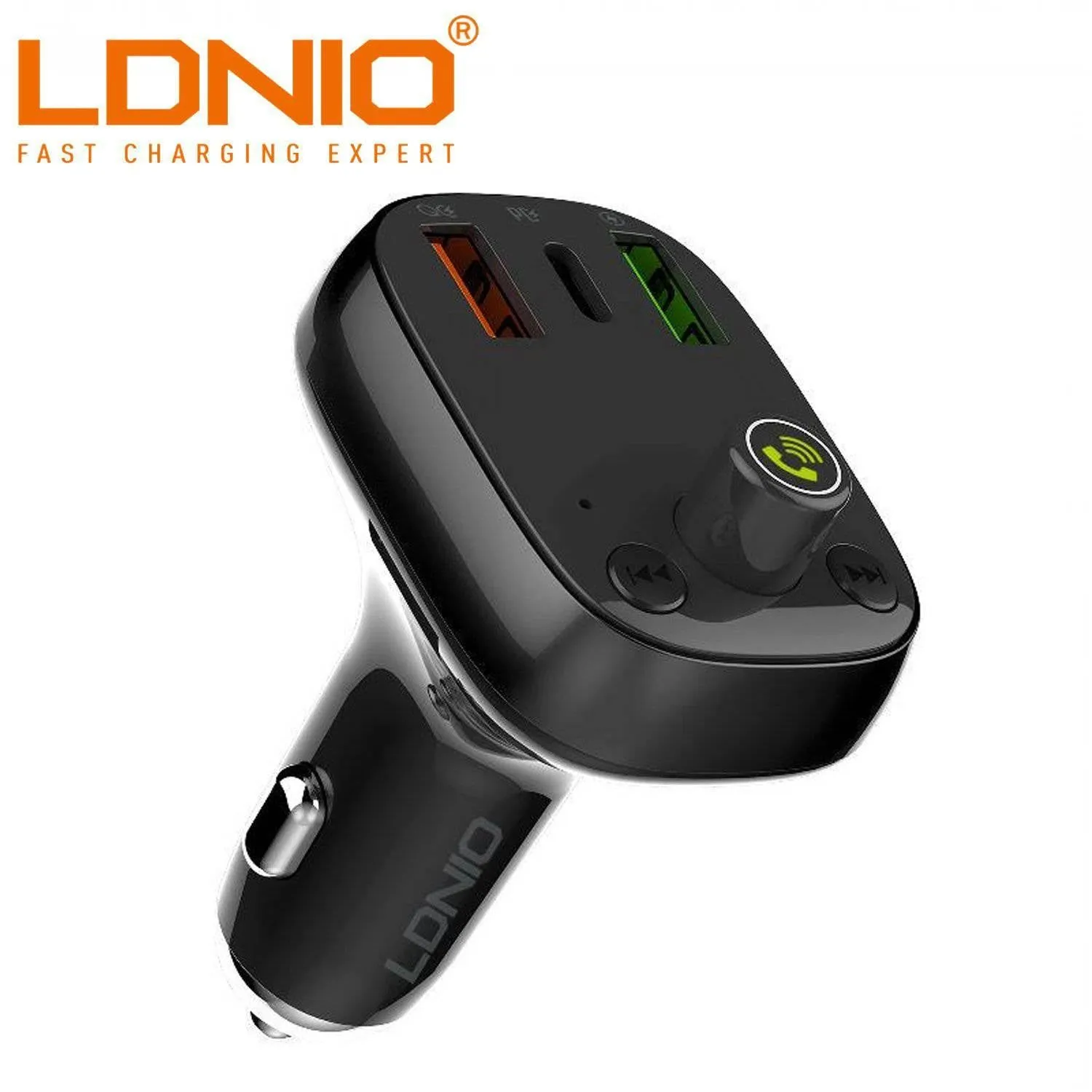 LDNIO Bluetooth FM Transmitter Triple USB Charger / USB-C PD / QC 4.0  / Auto-ID Fast Charging C704Q