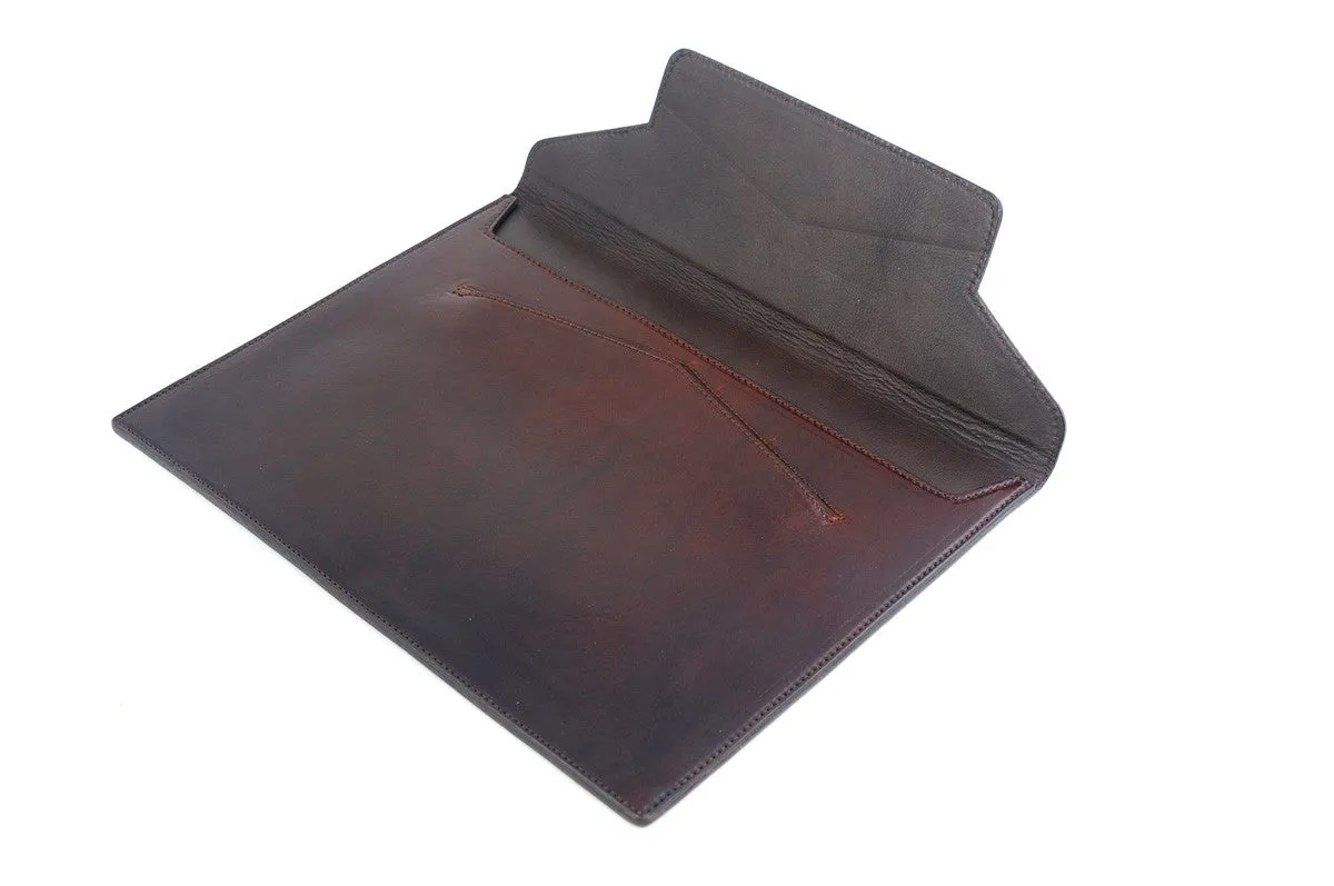 Leather Envelope Document Case - Walnut Brown