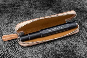 Leather Zippered Single Pen Case for Kaweco - Pocket Pen - Undyed Leather