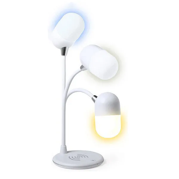 LED Lamp with Bluetooth Speaker and Wireless Charger White 146268