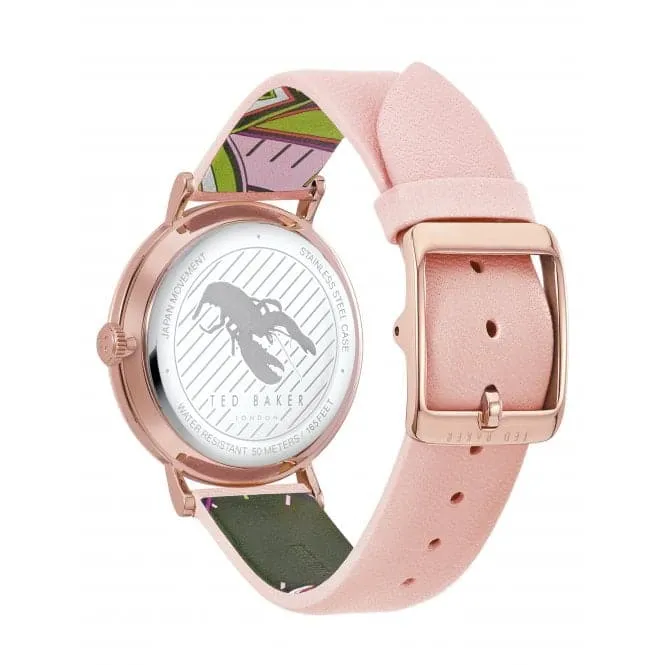 Light Pink Floral Dial Pink Leather Ladies Watch BKPPFF909