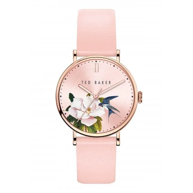 Light Pink Floral Dial Pink Leather Ladies Watch BKPPFF909