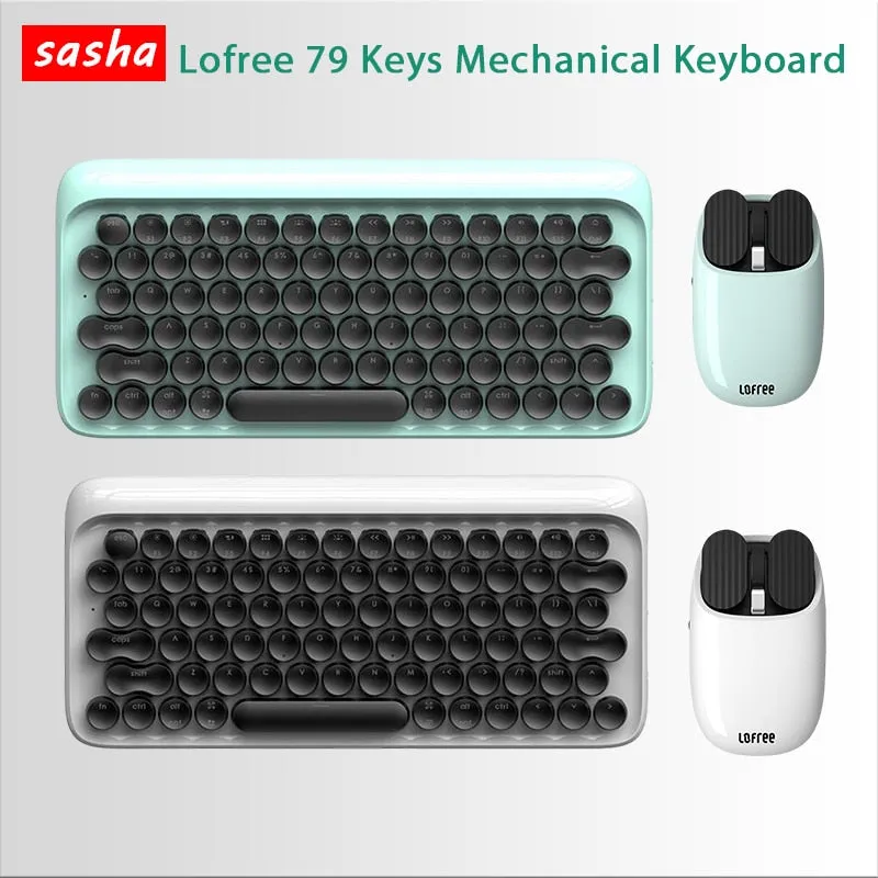 Lofree 79 Keys Mechanical Keyboard Wireless Bluetooth Backlit Keyboards Mouse Calculator Typewriter Set Gaming Accessories Gifts