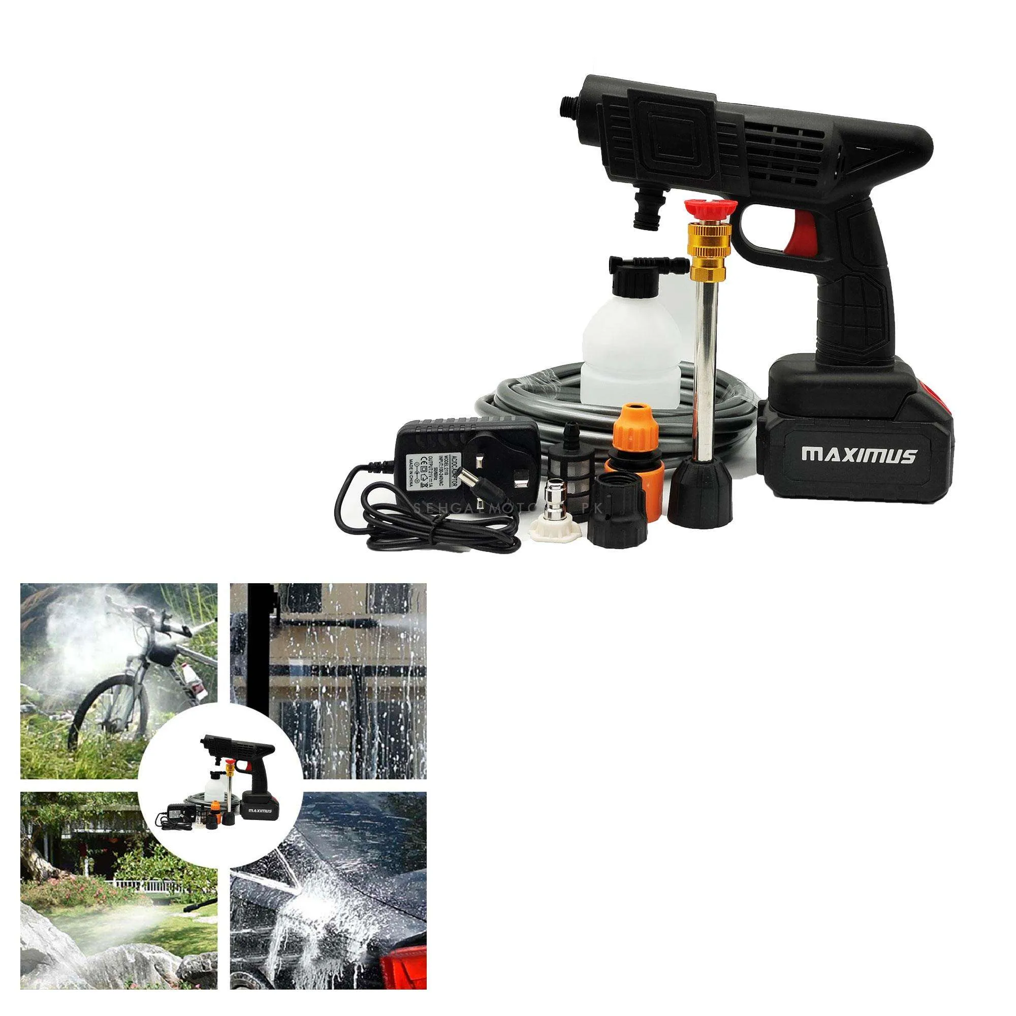 Maximus Portable Wireless High Pressure Washer Gun - Washer Spray Gun Jet