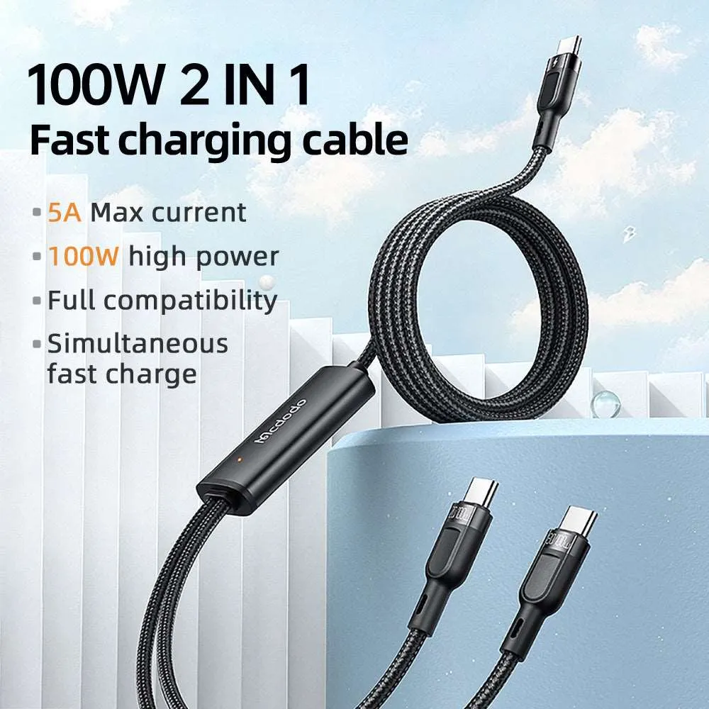 Mcdodo CA-747 | Type-C to Dual Type-C Mobile Cable | 2-in-1 Cable