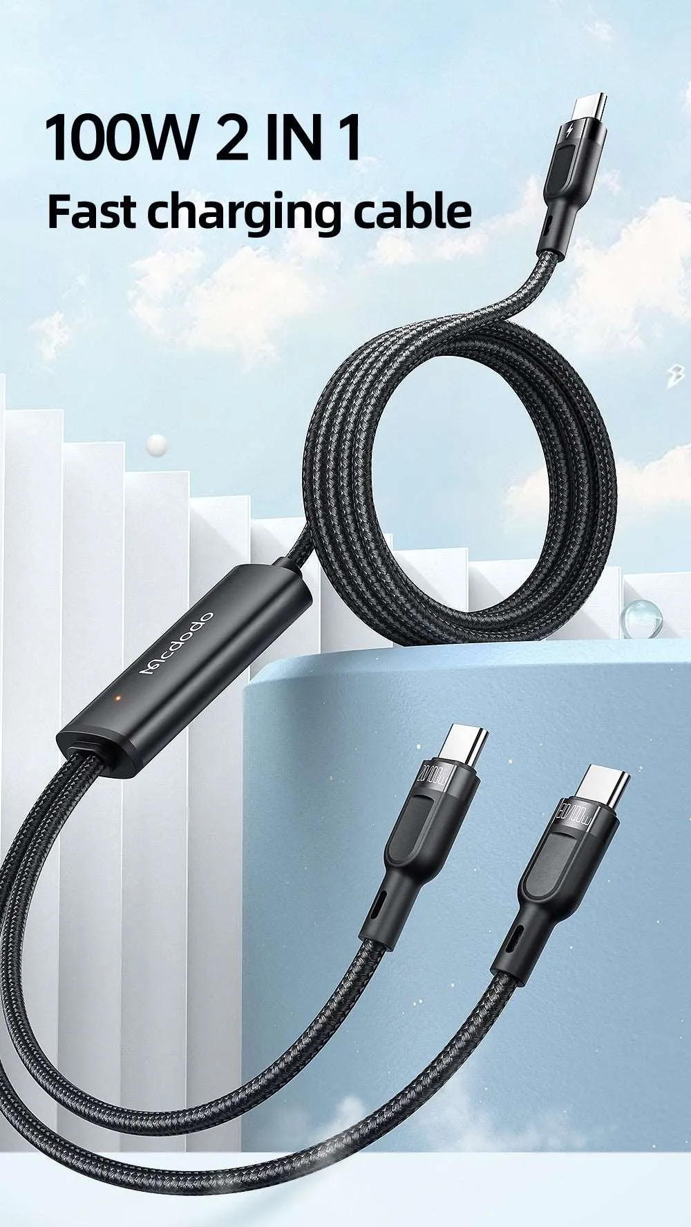 Mcdodo CA-747 | Type-C to Dual Type-C Mobile Cable | 2-in-1 Cable