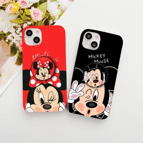 Mickey & Minnie Slim Case Cover With Same Design Holder