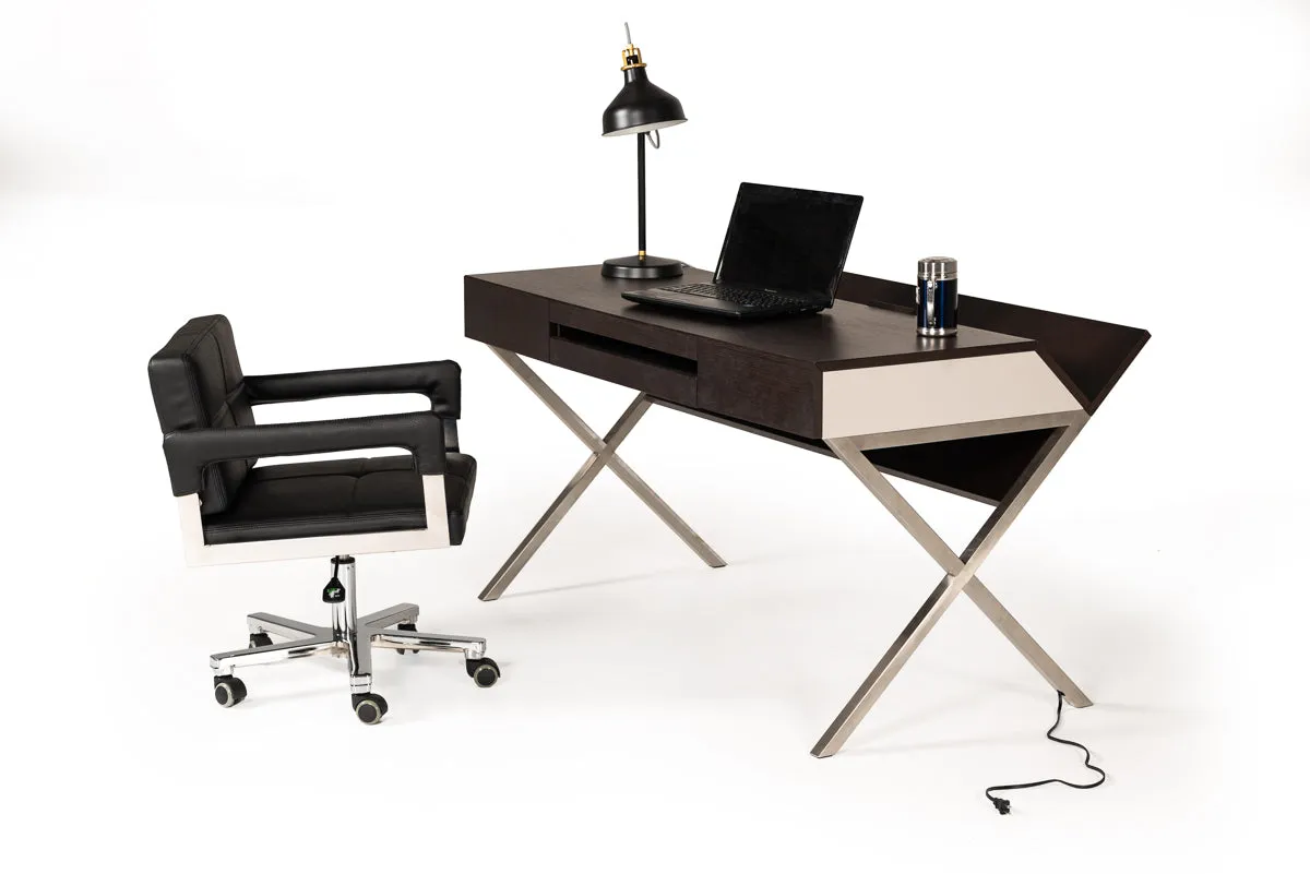 Modrest Orwell Contemporary Brown Oak & Grey Office Desk