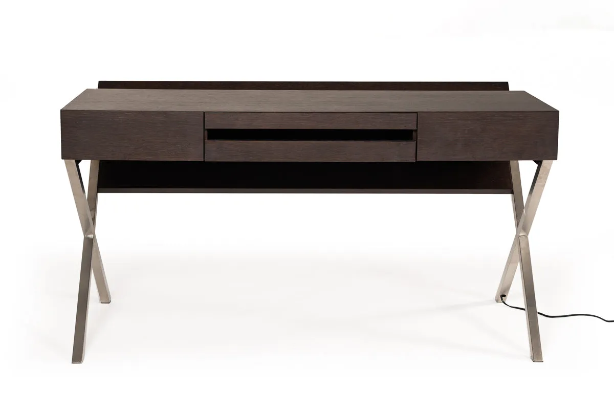 Modrest Orwell Contemporary Brown Oak & Grey Office Desk