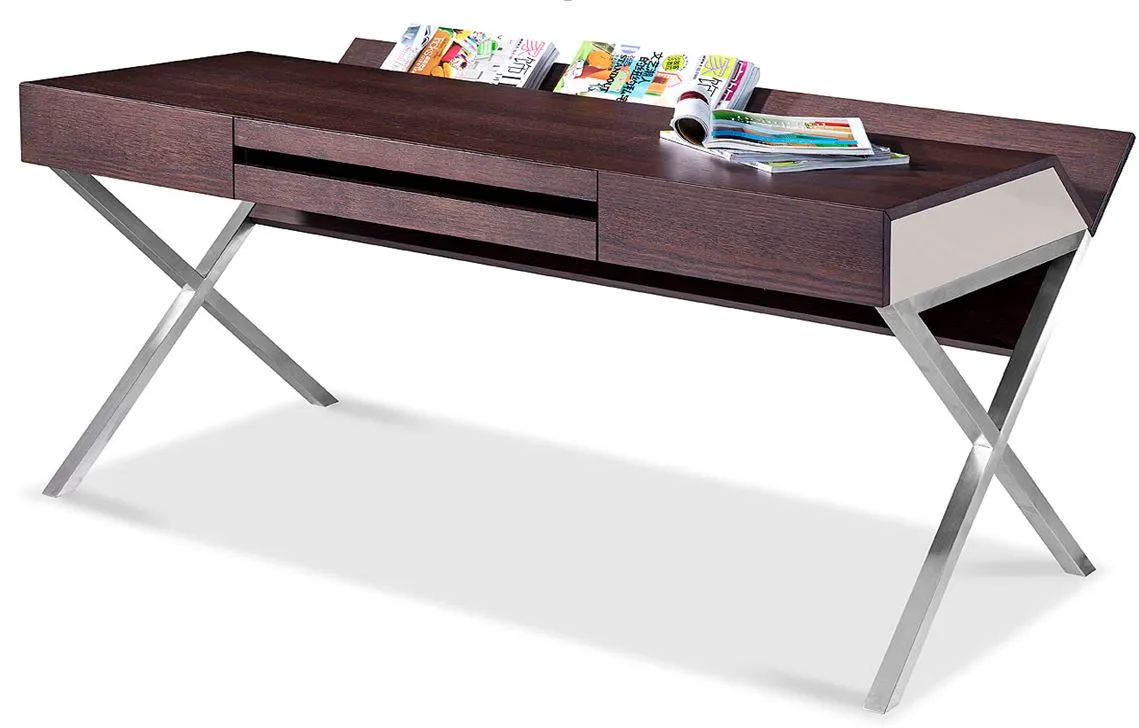 Modrest Orwell Contemporary Brown Oak & Grey Office Desk