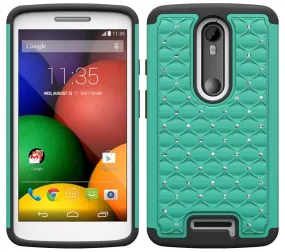 Motorola Droid Turbo 2 Case | Moto X Force Case | Kinzie Bounce Case, Slim Hybrid Dual Layer[Shock Resistant] Crystal Rhinestone Studded Case Cover - Teal/Black