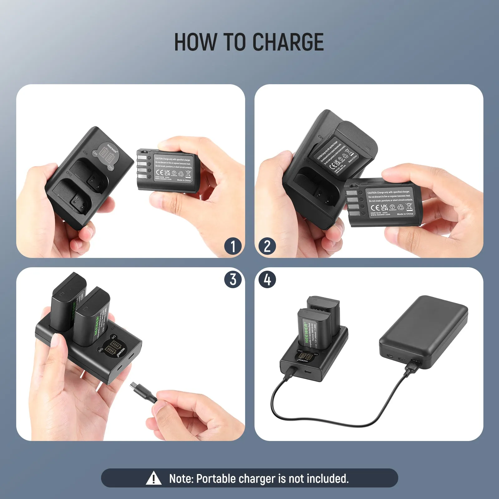 NEEWER DMW-BLK22 Replacement Battery and Charger Set