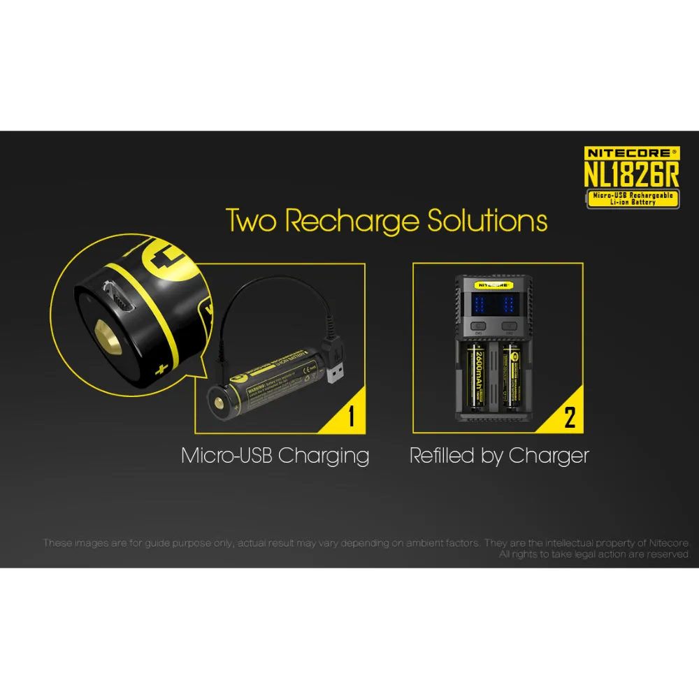 Nitecore NL1826R 18650 Micro-USB Rechargeable Li-Ion Battery 2600mAh