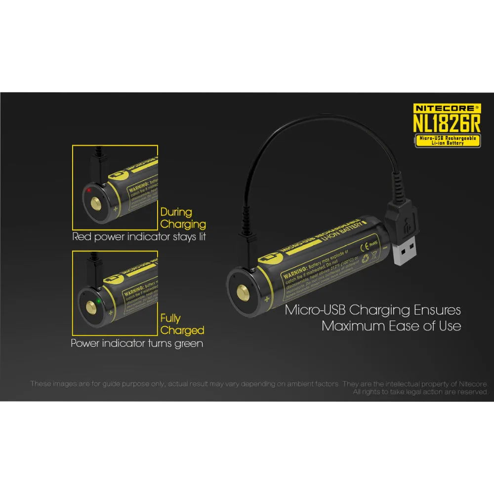 Nitecore NL1826R 18650 Micro-USB Rechargeable Li-Ion Battery 2600mAh