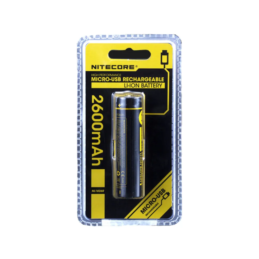 Nitecore NL1826R 18650 Micro-USB Rechargeable Li-Ion Battery 2600mAh