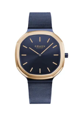 OBAKU OCTANT LILLE OCEAN BLUE MESH BRACELET ROSE BLUE DIAL V253LXSLML