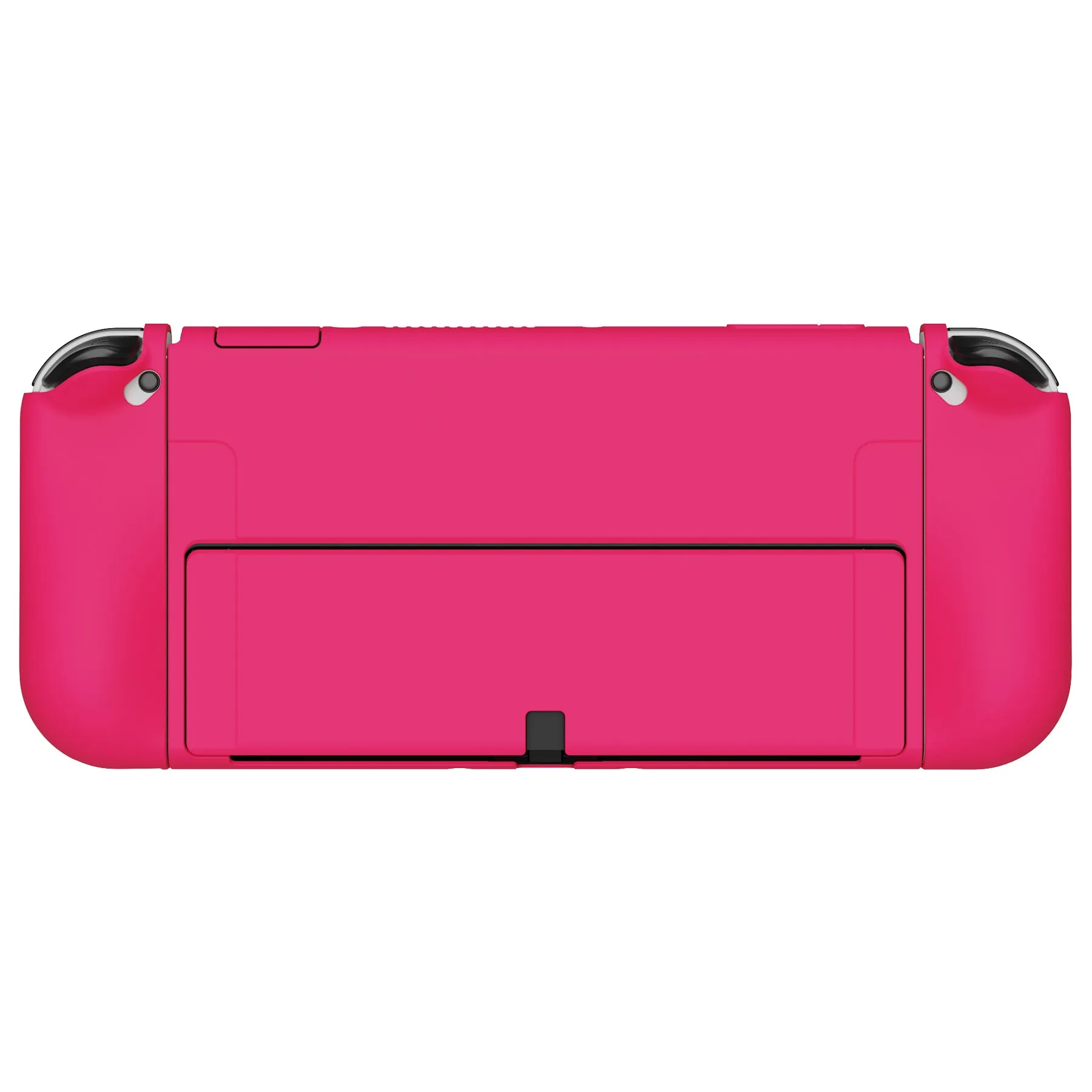 PlayVital ZealProtect Soft Protective Case for Nintendo Switch OLED, Flexible Protector Joycon Grip Cover for Nintendo Switch OLED with Thumb Grip Caps & ABXY Direction Button Caps - Bright Pink - XSOYM5012