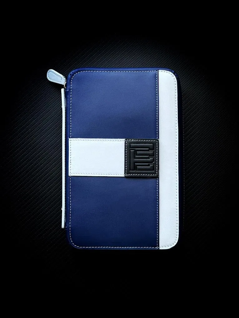 Project Carbon Cigar Case Blue White Leather (Toronto Blue)