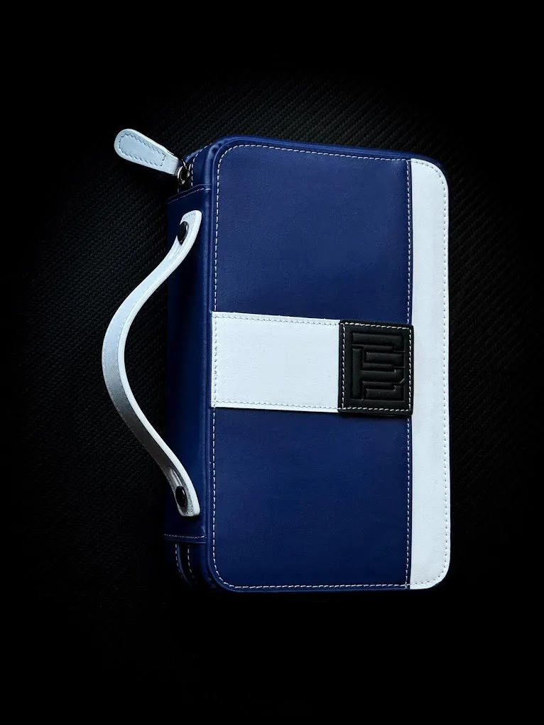 Project Carbon Cigar Case Blue White Leather (Toronto Blue)